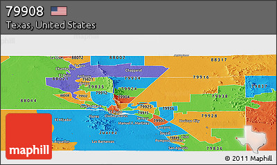 Political Panoramic Map of ZIP Code 79908