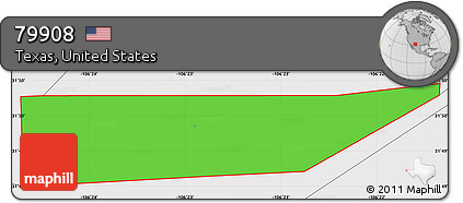 Political Simple Map of ZIP Code 79908, single color outside, borders and labels