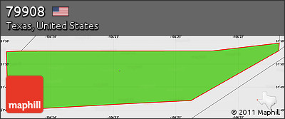 Political Simple Map of ZIP Code 79908, single color outside, borders and labels