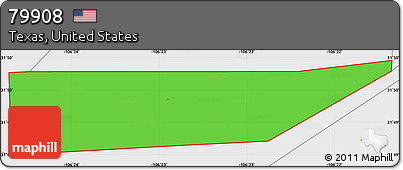 Political Simple Map of ZIP Code 79908, single color outside, borders and labels