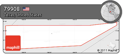 Silver Style Simple Map of ZIP Code 79908