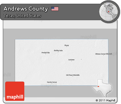 Gray 3D Map of Andrews County, single color outside