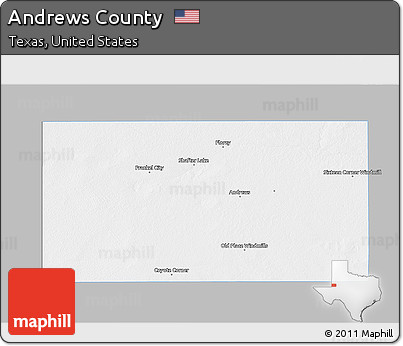 Gray 3D Map of Andrews County, single color outside