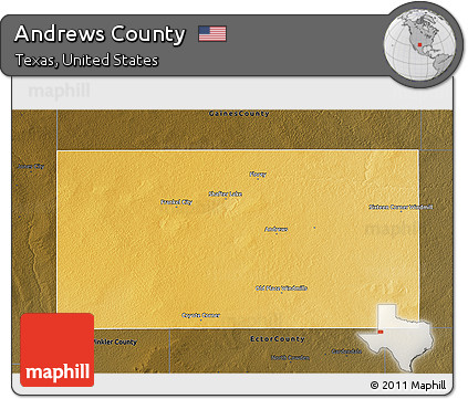 Physical 3D Map of Andrews County, darken