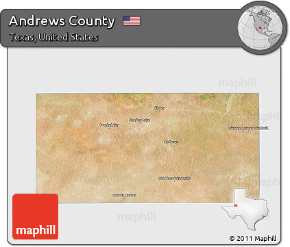 Satellite 3D Map of Andrews County, single color outside