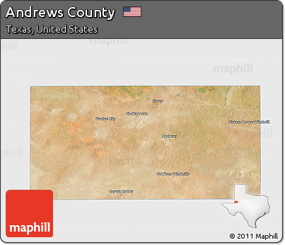 Satellite 3D Map of Andrews County, single color outside