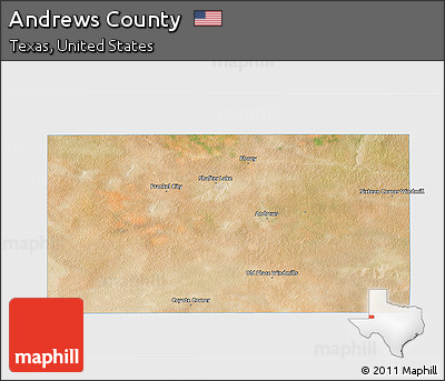 Satellite 3D Map of Andrews County, single color outside