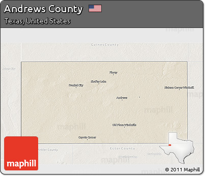 Shaded Relief 3D Map of Andrews County, lighten