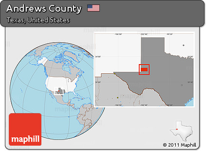 Gray Location Map of Andrews County, highlighted country, highlighted parent region