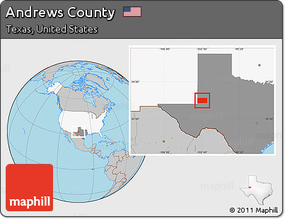 Gray Location Map of Andrews County, highlighted country, highlighted parent region