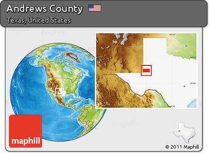 Physical Location Map of Andrews County, highlighted parent region