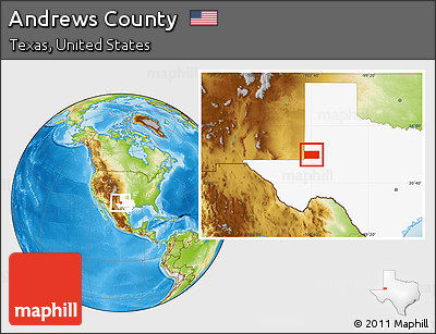 Physical Location Map of Andrews County, highlighted parent region