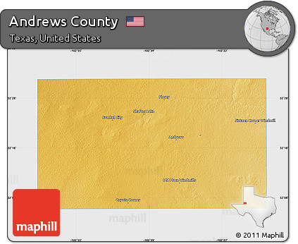 Physical Map of Andrews County, single color outside
