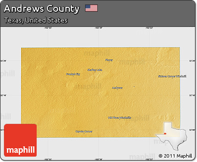 Physical Map of Andrews County, single color outside