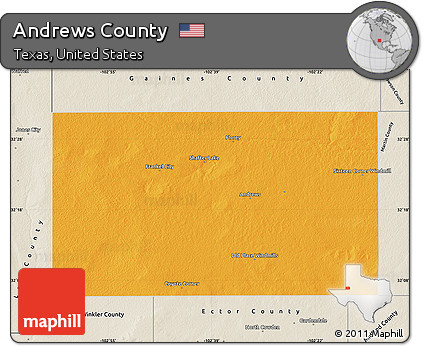 Political Map of Andrews County, shaded relief outside