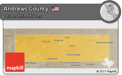 Physical Panoramic Map of Andrews County, semi-desaturated