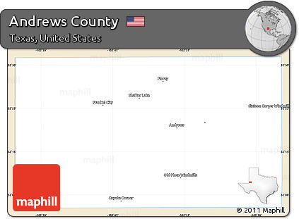 Classic Style Simple Map of Andrews County, single color outside