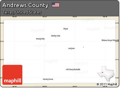 Classic Style Simple Map of Andrews County, single color outside