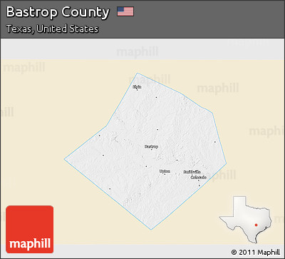 Classic Style 3D Map of Bastrop County, single color outside