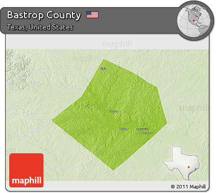 Physical 3D Map of Bastrop County, lighten