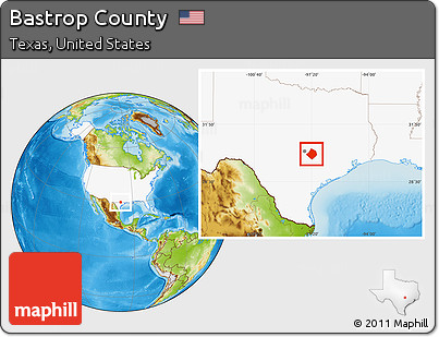 Physical Location Map of Bastrop County, highlighted country