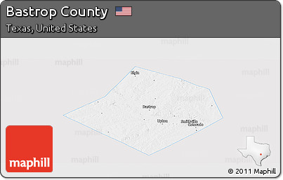 Silver Style Panoramic Map of Bastrop County, single color outside
