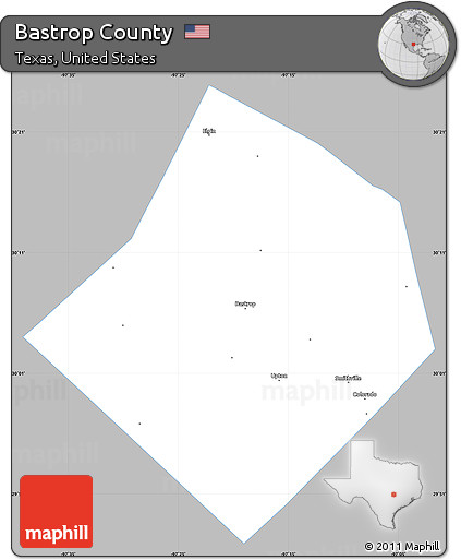Gray Simple Map of Bastrop County, single color outside