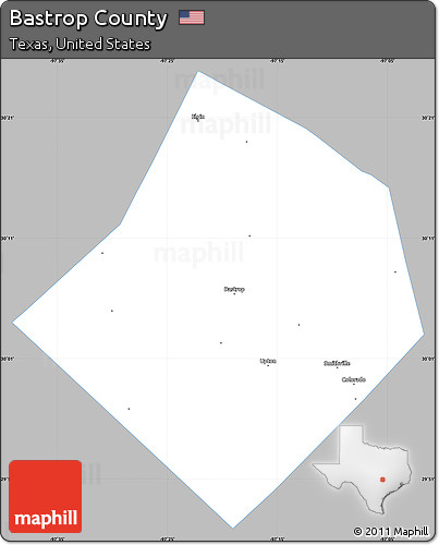 Gray Simple Map of Bastrop County, single color outside