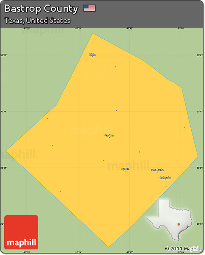 Savanna Style Simple Map of Bastrop County, single color outside