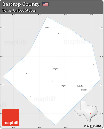 Silver Style Simple Map of Bastrop County, single color outside