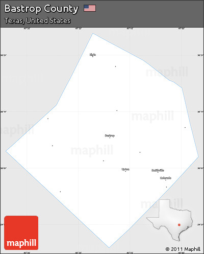 Silver Style Simple Map of Bastrop County, single color outside