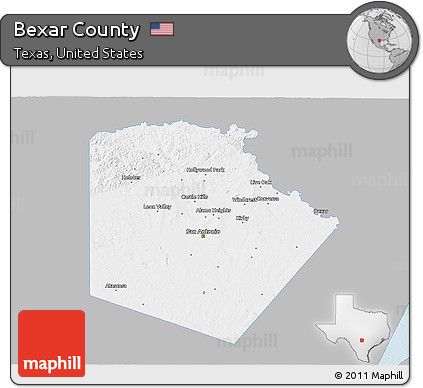 Gray 3D Map of Bexar County, single color outside