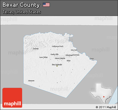Gray 3D Map of Bexar County, single color outside