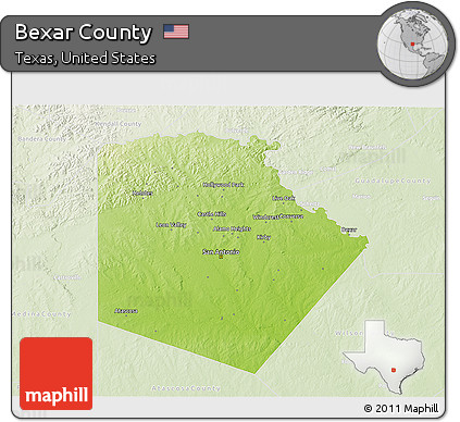 Physical 3D Map of Bexar County, lighten