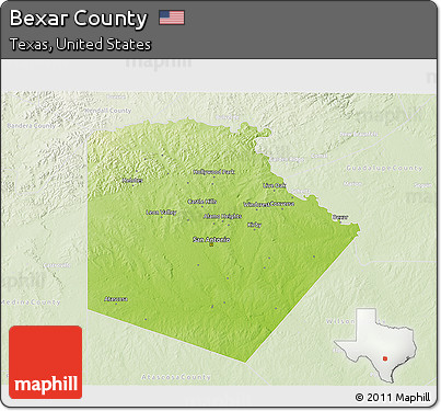 Physical 3D Map of Bexar County, lighten