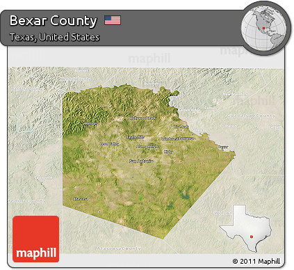Satellite 3D Map of Bexar County, lighten