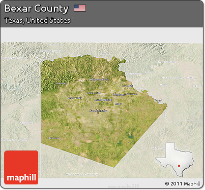 Satellite 3D Map of Bexar County, lighten