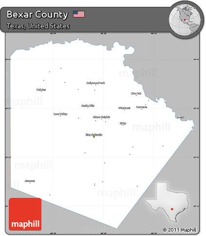 Gray Simple Map of Bexar County, single color outside