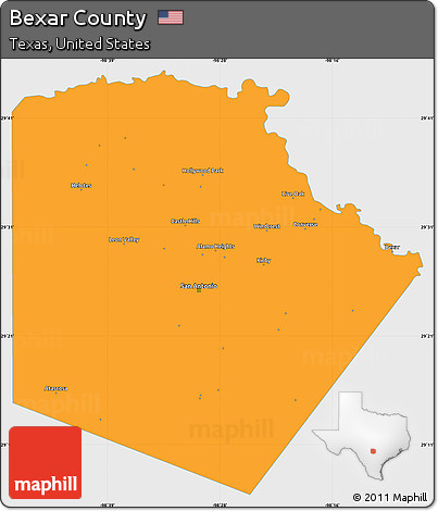Political Simple Map of Bexar County, single color outside