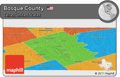 Political Panoramic Map of Bosque County