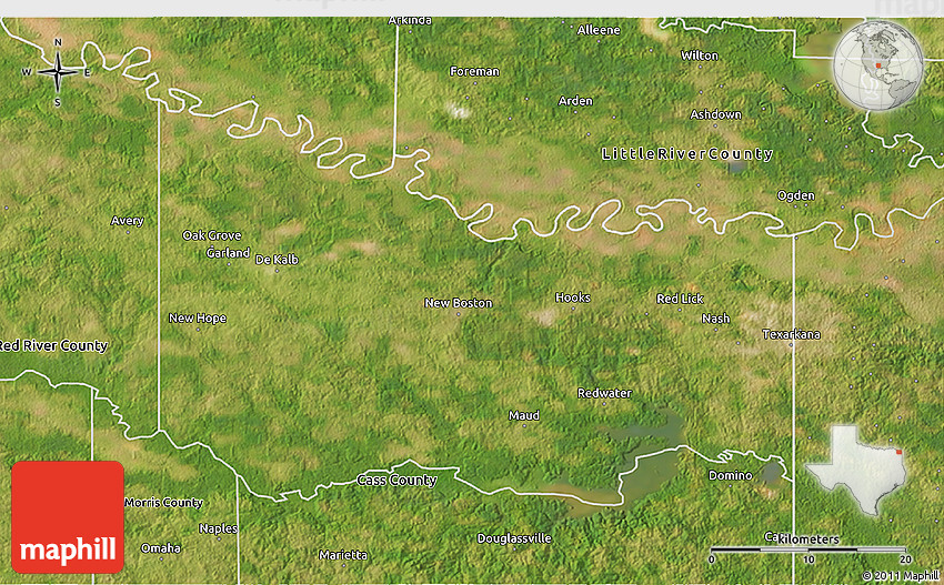 Satellite 3D Map of Bowie County
