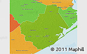 Physical 3D Map of Brazoria County, political outside