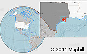 Gray Location Map of Brazoria County, highlighted country, highlighted parent region, hill shading