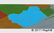Political Panoramic Map of Brazoria County, darken