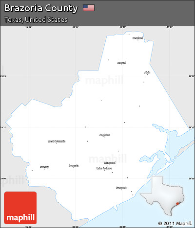 Silver Style Simple Map of Brazoria County, single color outside