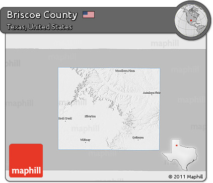 Gray 3D Map of Briscoe County, single color outside