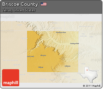 Physical 3D Map of Briscoe County, lighten
