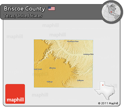 Physical 3D Map of Briscoe County, single color outside