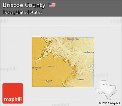 Physical 3D Map of Briscoe County, single color outside