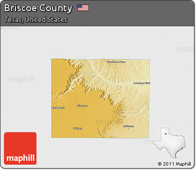 Physical 3D Map of Briscoe County, single color outside